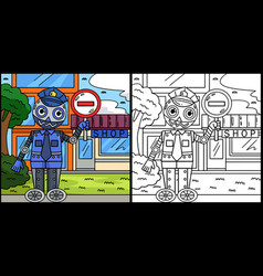 Security Guard Robot Coloring Page