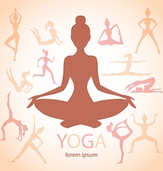 Three Contours Women Yoga Poses Beige Background