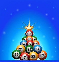 Christmas Bingo Lottery Balls Tree On Blue