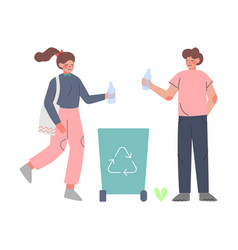 Man And Woman Throwing Away Plastic Trash