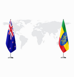 New Zealand And Ethiopia Flags For Official