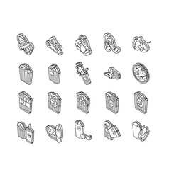 Popcorn Corn Pop Cinema Isometric Icons Set