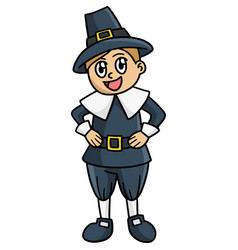 Thanksgiving Pilgrim Boy Cartoon Clipart