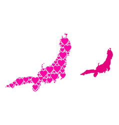 Pink Valentine Mosaic Map Honshu Island