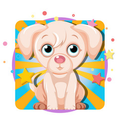 Cute Cartoon Puppy Surrounded By Colorful Stars