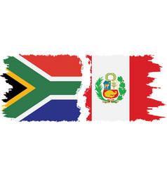 Peru And South Africa Grunge Flags Connection