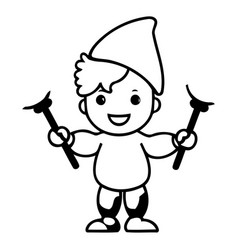 Cute Boy Holding Fire Torch Cartoon Character