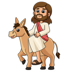 Jesus Riding A Donkey Cartoon Colored Clipart