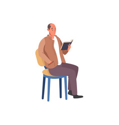 Man Reading Sitting On Chair People With Book