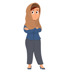 Modern Islamic Woman In Headscarf Cartoon Muslim