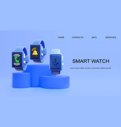 Smart Watch Web Banner Template 3d Realistic