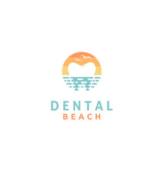 Tooth Sun Bird Sea Ocean Wave Beach Dentistry Logo