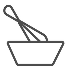 Wisk And Bowl Line Icon Cooking Concept Dough