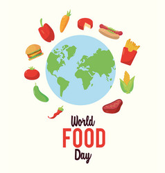 World Food Day Lettering Poster With Food Around