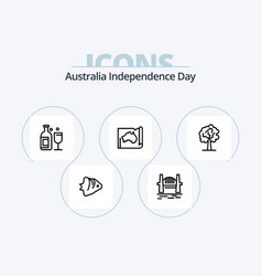 Australia Independence Day Line Icon Pack 5