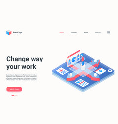 Change Way Of Work Isometric Landing Page