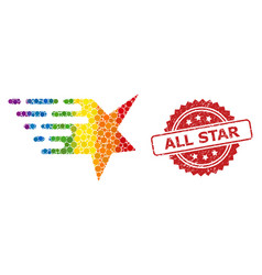 Rubber All Star Stamp And Bright Colored Star