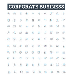 Corporate Business Line Icons Set Company