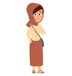 Islamic Female Student Character Cartoon Muslim