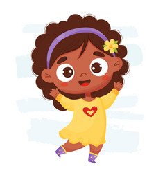 Joyful Happy Black Ethnic Girl Children Character