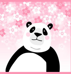 Cute Giant Panda Bear With Pink Cherry Blossoms