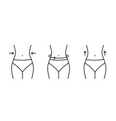 Slim Waist Body Line Icon Set Loss Weight