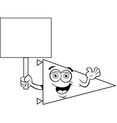 Cartoon Sports Pennant Holding A Sign