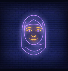 Muslim Woman Face Neon Sign