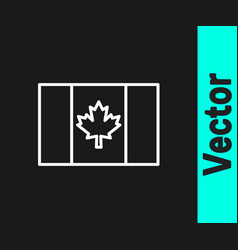 White Line Flag Of Canada Icon Isolated On Black