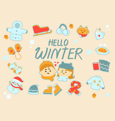 Winter Stuff Icon Set For Clip Art Cartoon Style