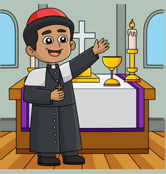 Christian Priest Colored Cartoon