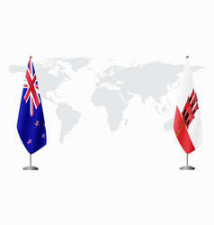 New Zealand And Gibraltar Flags For Official