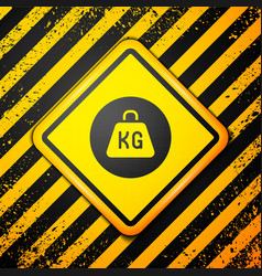 Black Weight Icon Isolated On Yellow Background