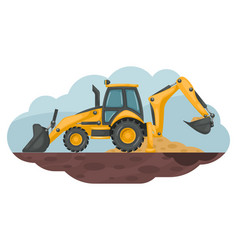 Cartoon Of A Backhoe Excavating The Ground Heavy