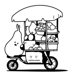 Fruits And Vegetables On A Trolley Flat Design