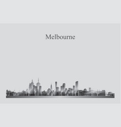 Melbourne City Skyline Silhouette In A Grayscale