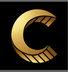 Gold Abstract Striped Twisted Letter C Icon