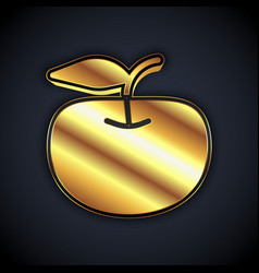 Gold Apple Icon Isolated On Black Background