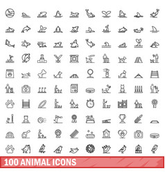 100 Animal Icons Set Outline Style