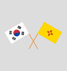 Crossed Flags Of South Korea And The State Of New