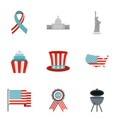 Fourth Of July Day Icon Set Flat Style