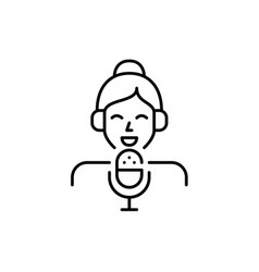 Girl In Headphones With Microphone Recording