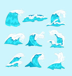 Ocean Waves Set Cartoon