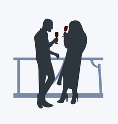 Black Silhouette Of Couple Drinking Beer