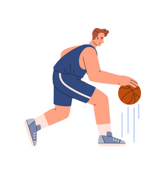 Basketball Player Man Running And Dribbling Ball