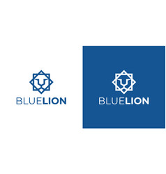 Geometric Blue Lion Logo Suitable For Any