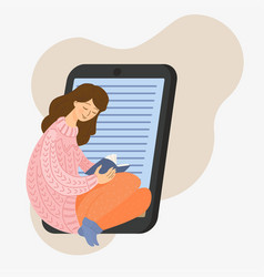 Girl Reading E-book Read On Phone Tablet