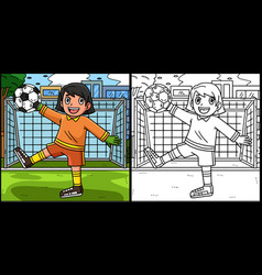 Soccer Girl Goal Keeper Coloring Page