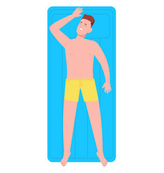 Sunbathing Guy Laying On Beach Towel Top View