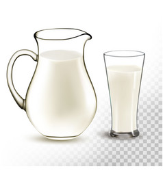 Natural Whole Milk In Jug And Glass Isolated